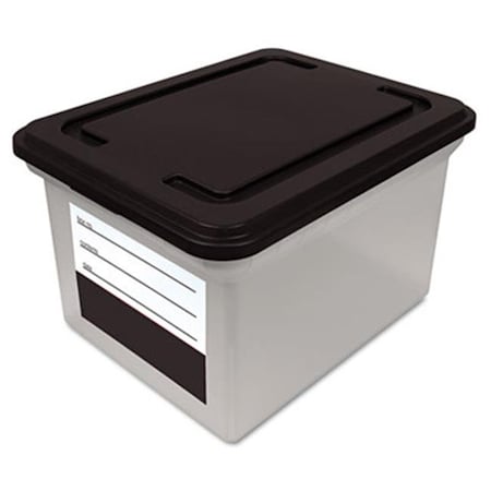 Workstationpro File Tote Storage Box with Snap-on Lid Closure  Letter/Legal  Clear/Black TH38989